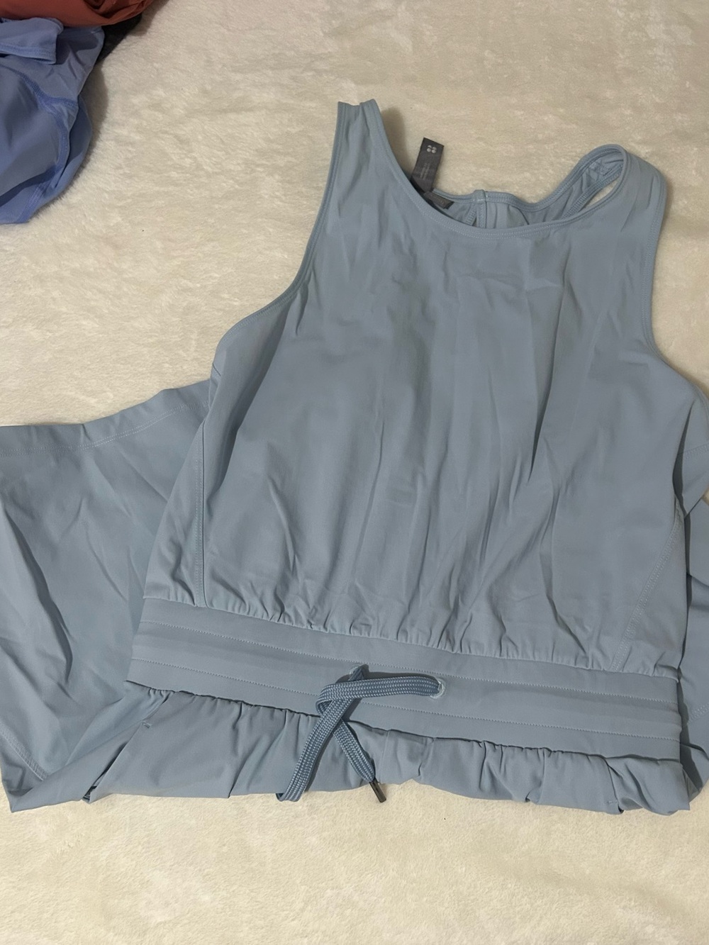 Sweaty Betty Pale Blue Sports Bodysuit with Narrow Straps